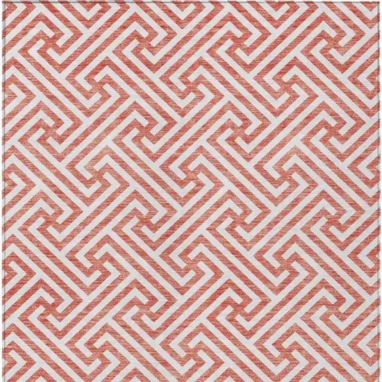 Salmon And Ivory Geometric Washable Indoor Outdoor Area Rug Photo 7