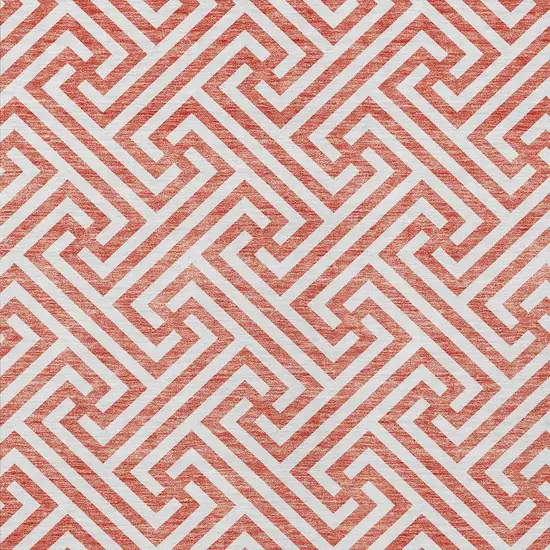 Salmon And Ivory Geometric Washable Indoor Outdoor Area Rug Photo 6