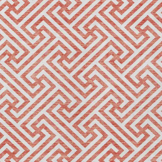 Salmon And Ivory Geometric Washable Indoor Outdoor Area Rug Photo 6