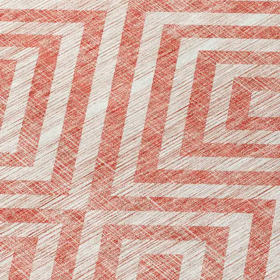 Salmon And Ivory Geometric Washable Indoor Outdoor Area Rug Photo 5