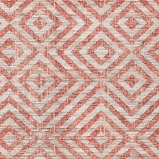 Salmon And Ivory Geometric Washable Indoor Outdoor Area Rug Photo 5