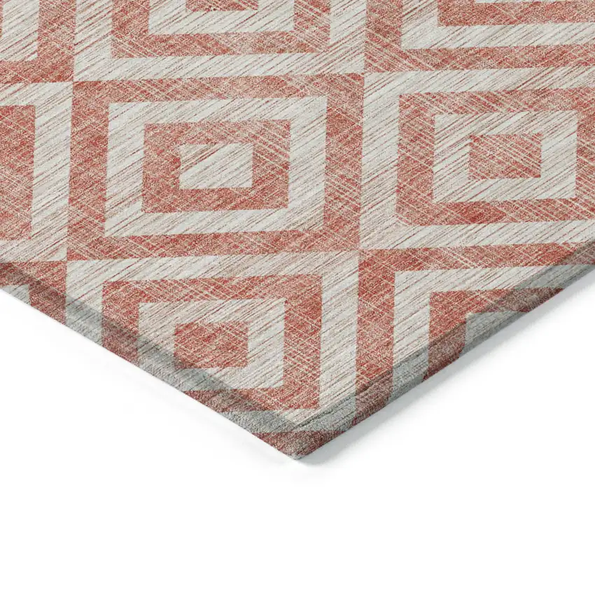 Salmon And Ivory Geometric Washable Indoor Outdoor Area Rug Photo 4