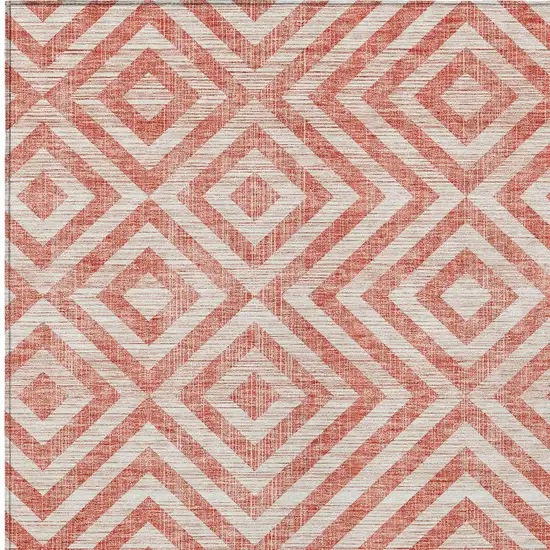 Salmon And Ivory Geometric Washable Indoor Outdoor Area Rug Photo 6