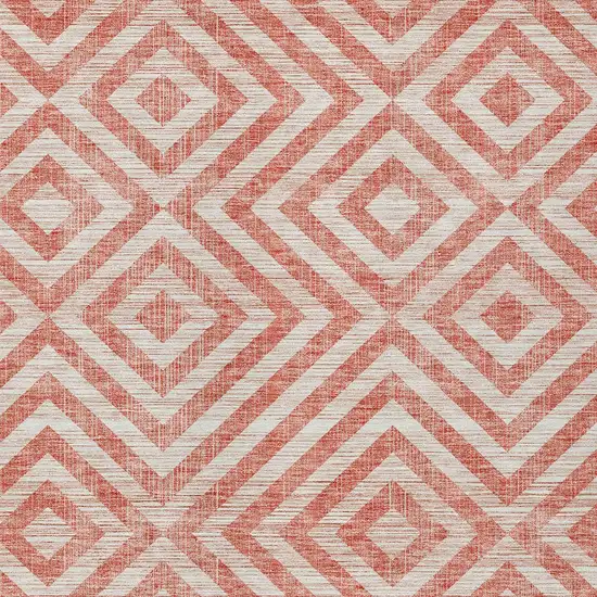 Salmon And Ivory Geometric Washable Indoor Outdoor Area Rug Photo 5