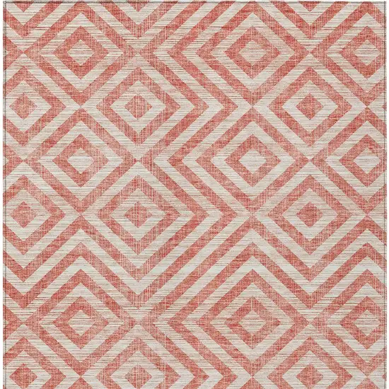 Salmon And Ivory Geometric Washable Indoor Outdoor Area Rug Photo 5