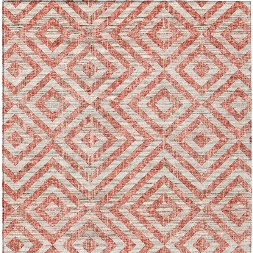 Salmon And Ivory Geometric Washable Indoor Outdoor Area Rug Photo 5