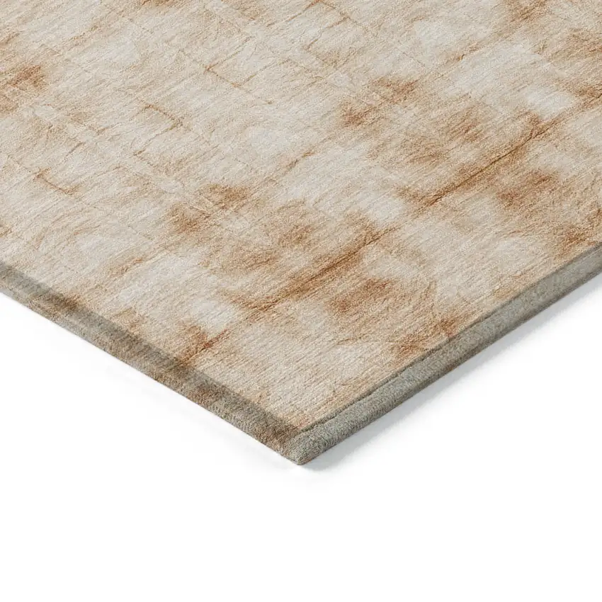 Salmon And Ivory Geometric Washable Indoor Outdoor Area Rug Photo 4