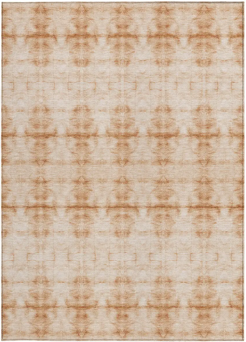 Salmon And Ivory Geometric Washable Indoor Outdoor Area Rug Photo 6