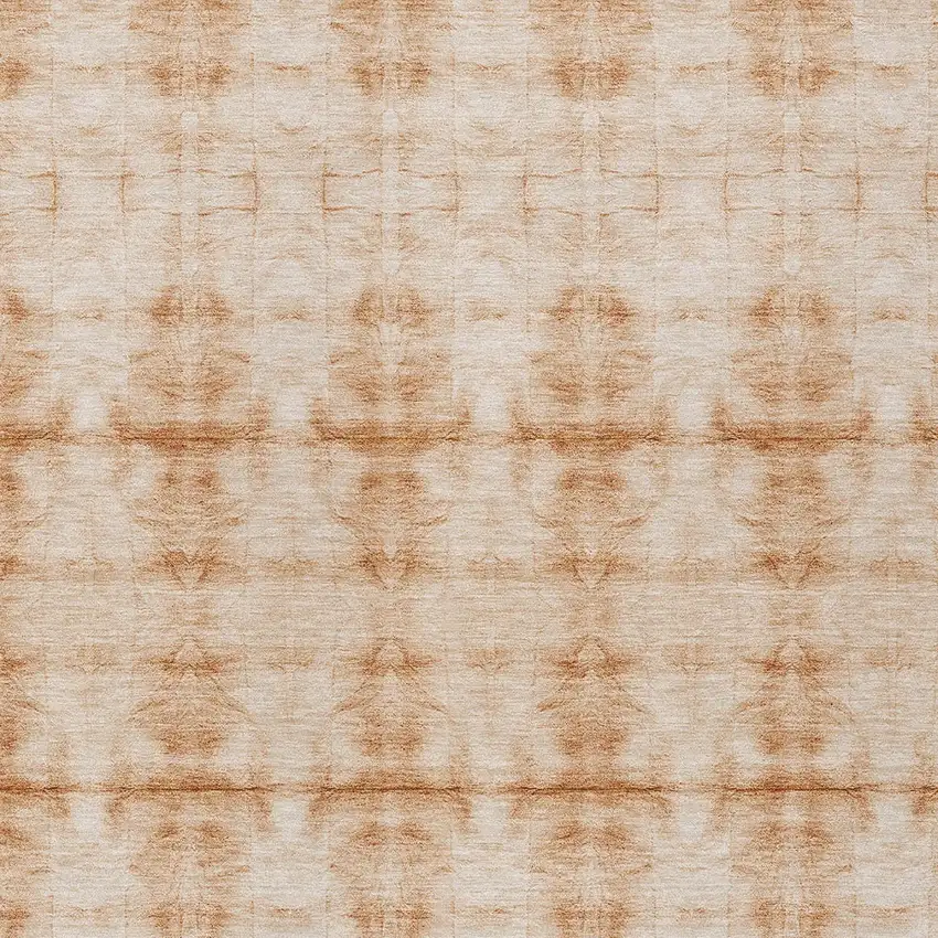 Salmon And Ivory Geometric Washable Indoor Outdoor Area Rug Photo 5