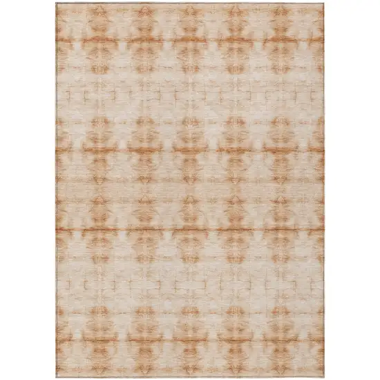 Salmon And Ivory Geometric Washable Indoor Outdoor Area Rug Photo 2