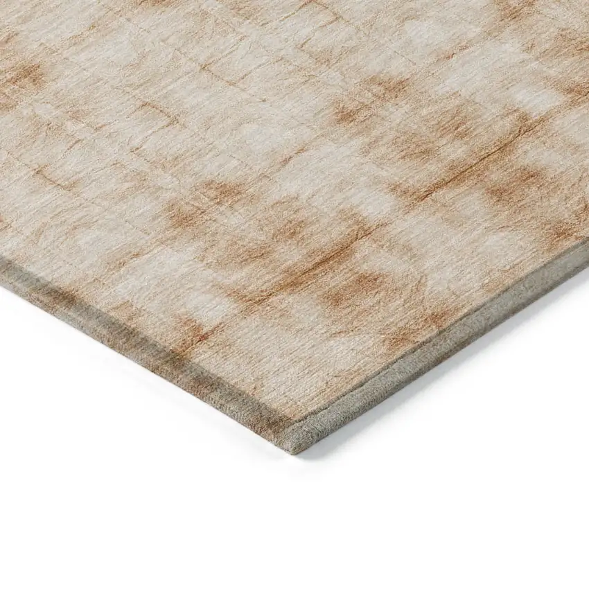 Salmon And Ivory Geometric Washable Indoor Outdoor Area Rug Photo 5