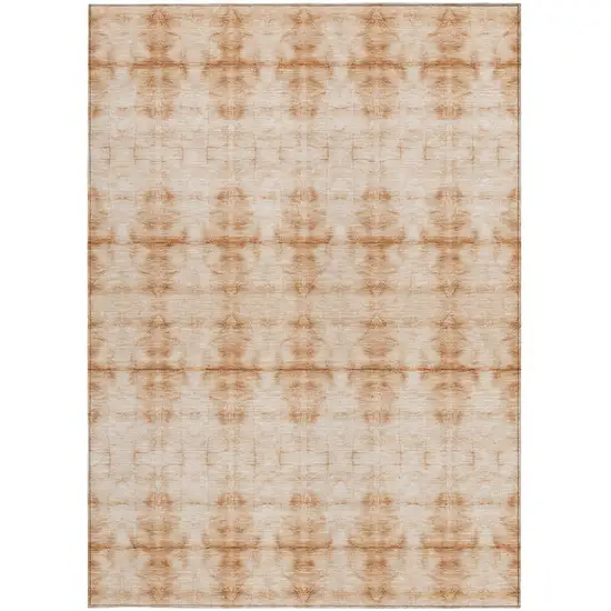 Salmon And Ivory Geometric Washable Indoor Outdoor Area Rug Photo 7