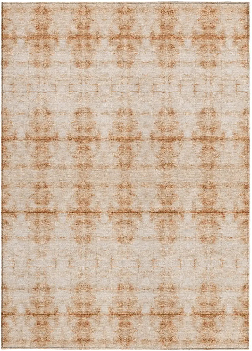 Salmon And Ivory Geometric Washable Indoor Outdoor Area Rug Photo 7