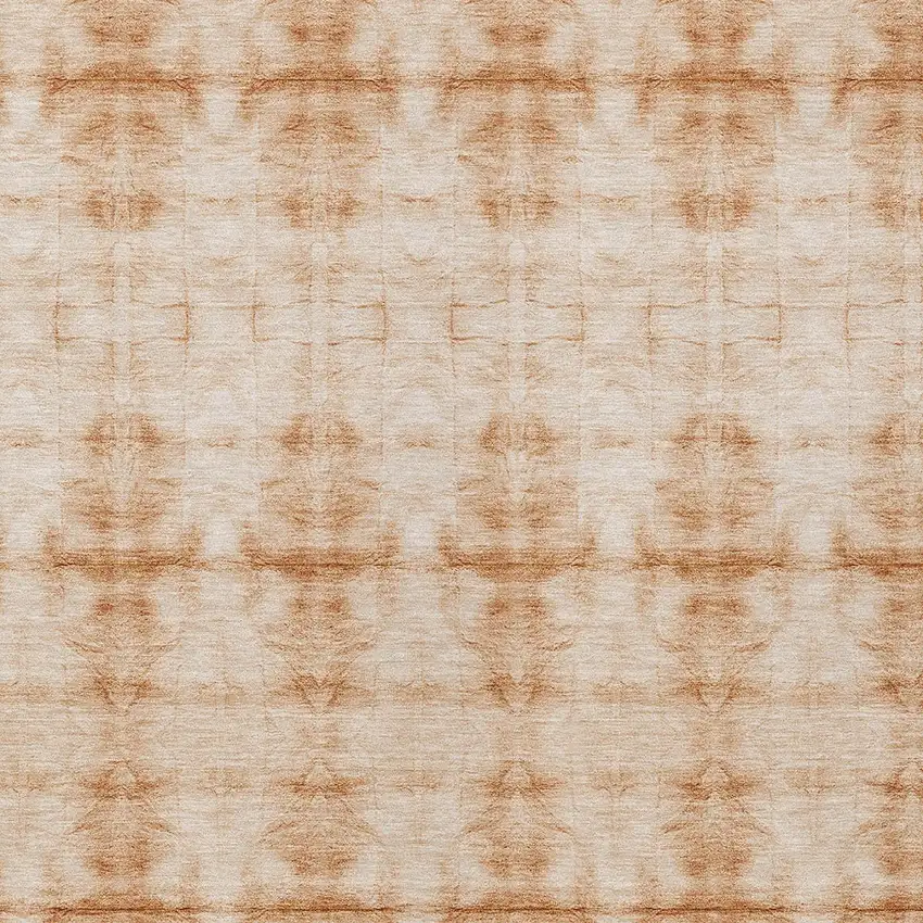 Salmon And Ivory Geometric Washable Indoor Outdoor Area Rug Photo 6
