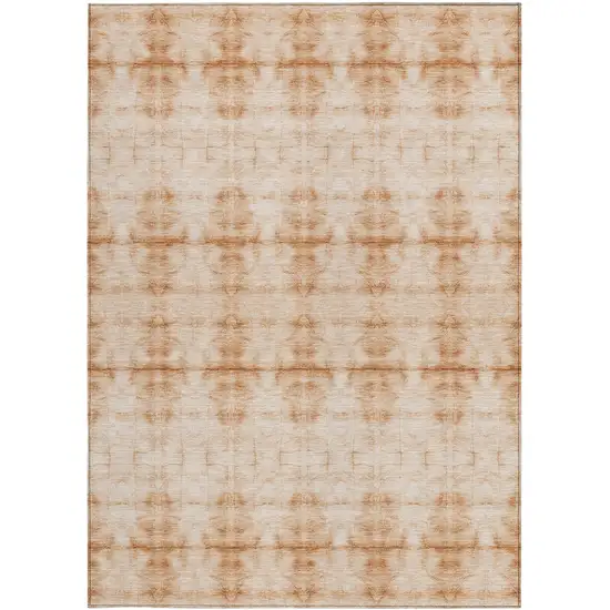 Salmon And Ivory Geometric Washable Indoor Outdoor Area Rug Photo 7