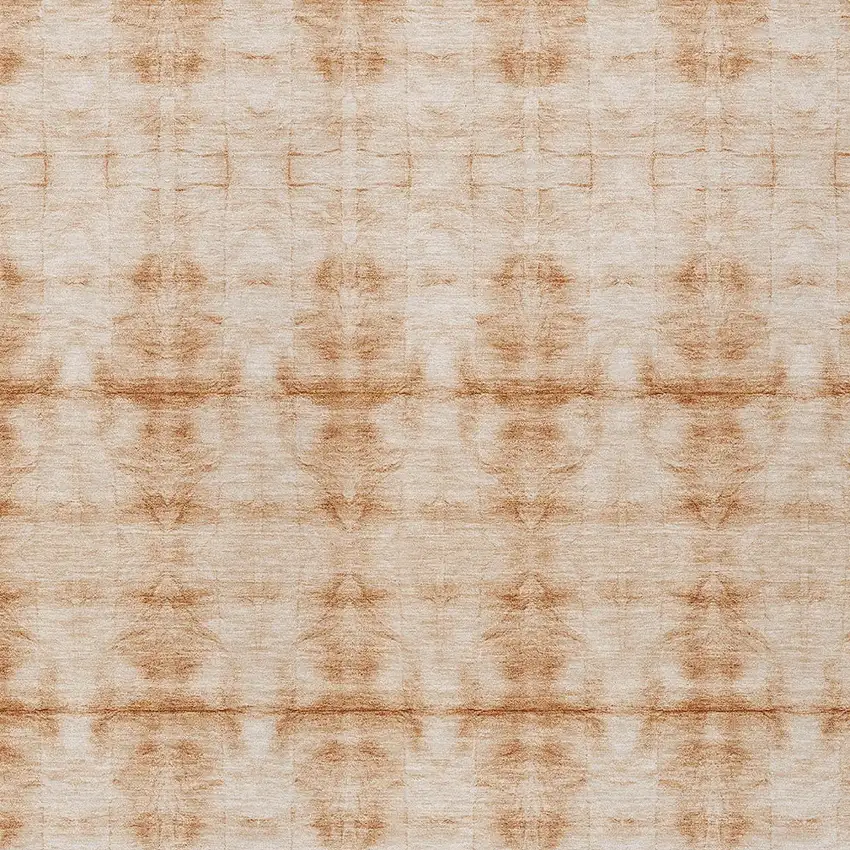 Salmon And Ivory Geometric Washable Indoor Outdoor Area Rug Photo 6