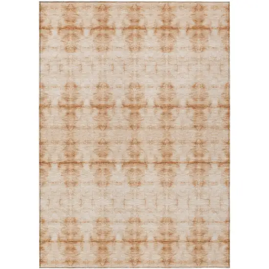 Salmon And Ivory Geometric Washable Indoor Outdoor Area Rug Photo 2