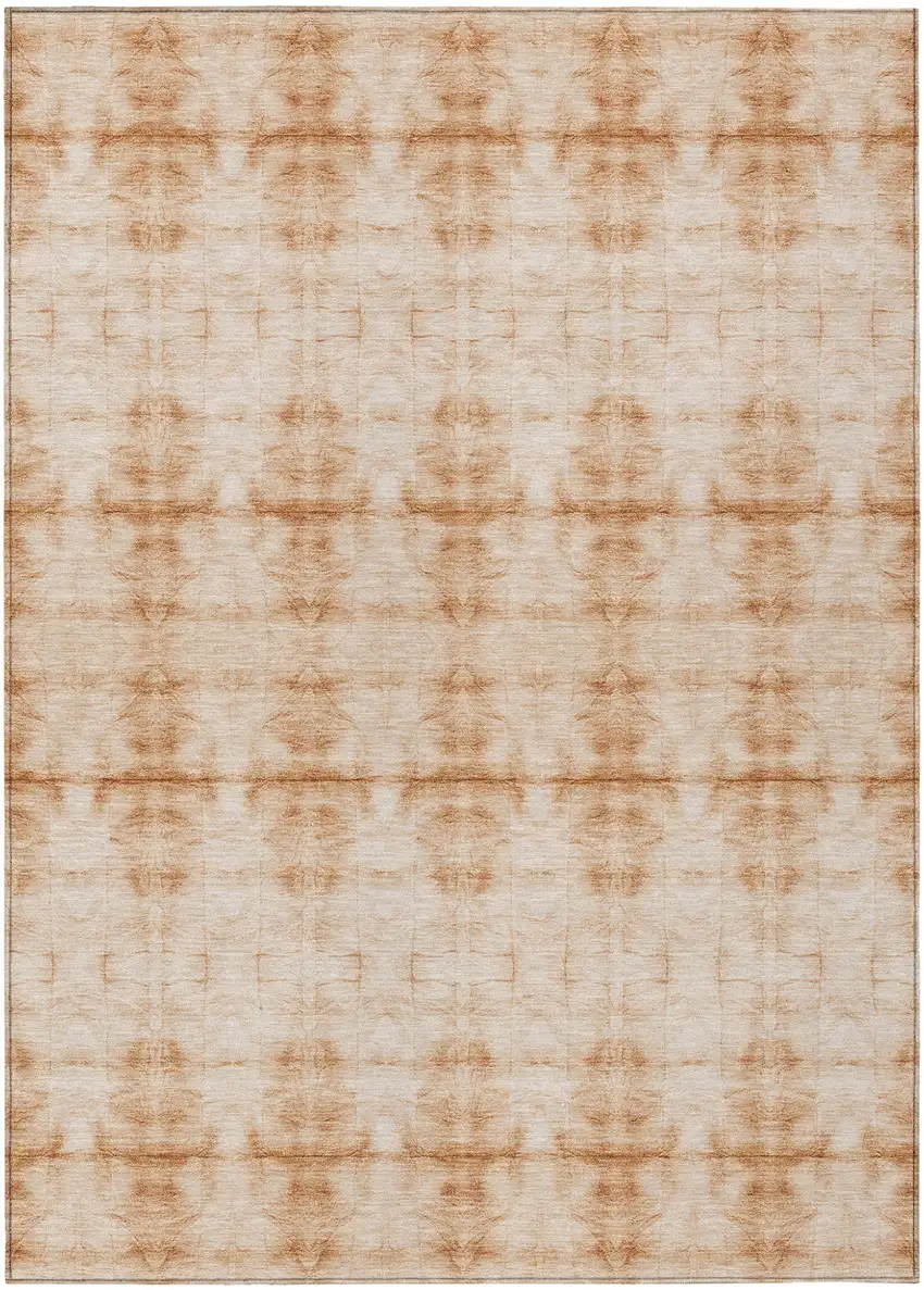 Salmon And Ivory Geometric Washable Indoor Outdoor Area Rug Photo 2
