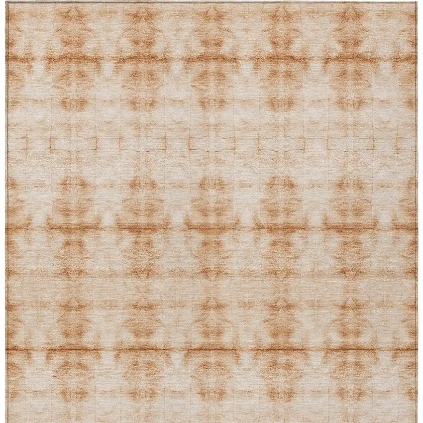 Salmon And Ivory Geometric Washable Indoor Outdoor Area Rug Photo 6