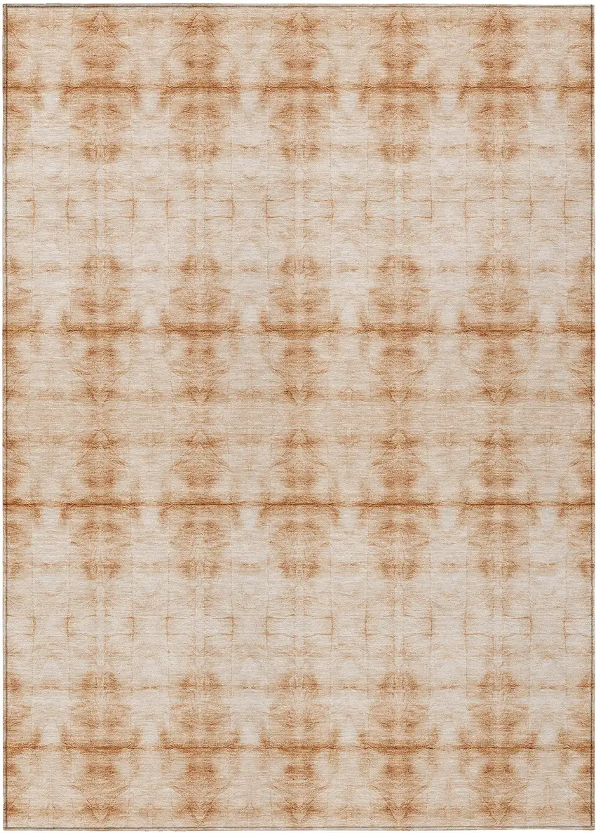 Salmon And Ivory Geometric Washable Indoor Outdoor Area Rug Photo 2