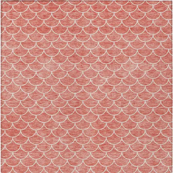 Salmon And Ivory Geometric Washable Indoor Outdoor Area Rug Photo 6