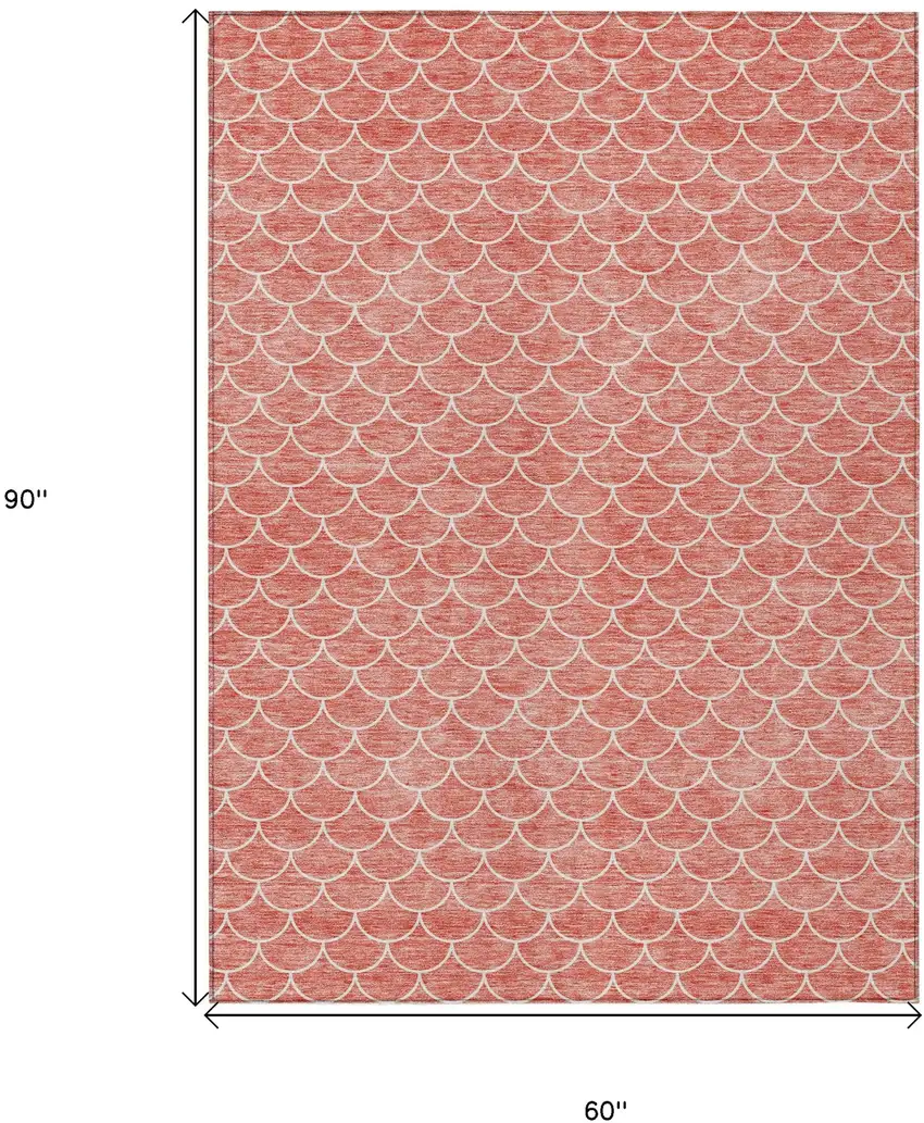 Salmon And Ivory Geometric Washable Indoor Outdoor Area Rug Photo 3