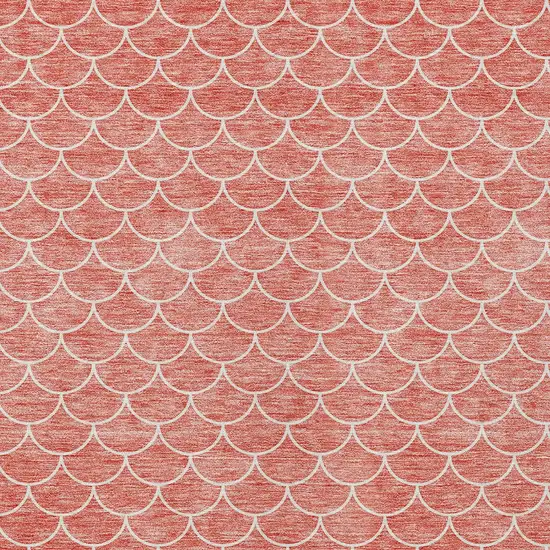 Salmon And Ivory Geometric Washable Indoor Outdoor Area Rug Photo 6