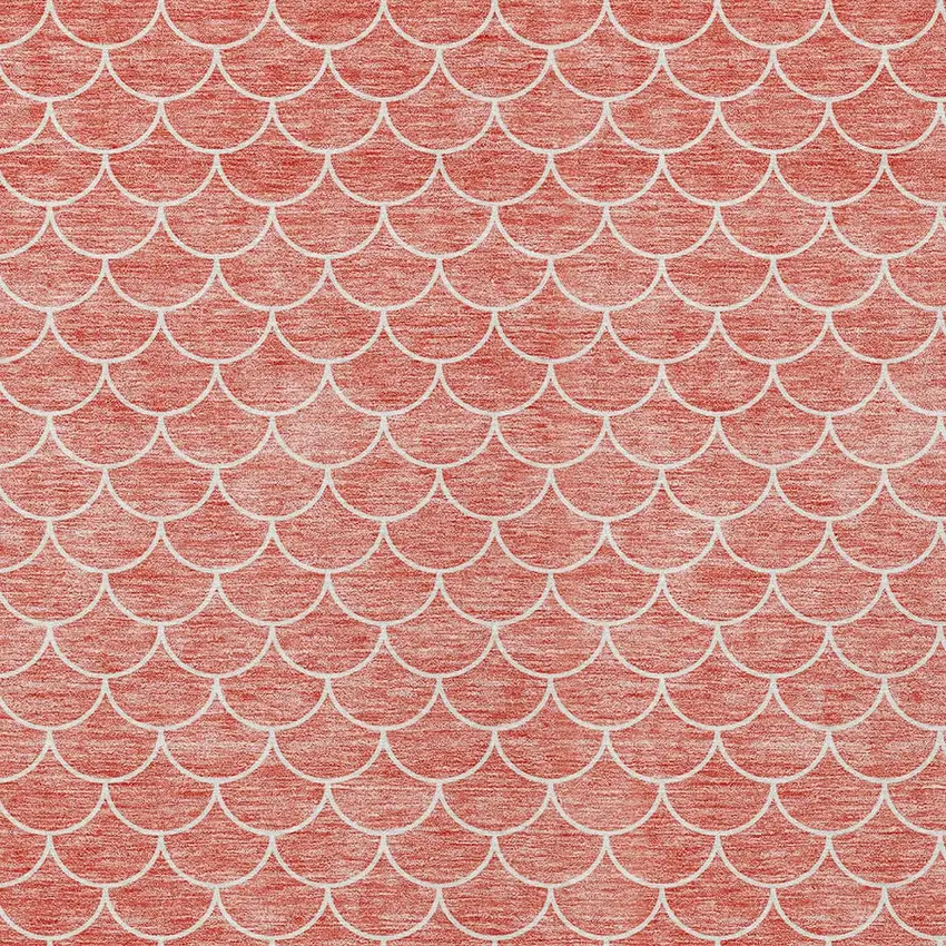 Salmon And Ivory Geometric Washable Indoor Outdoor Area Rug Photo 6
