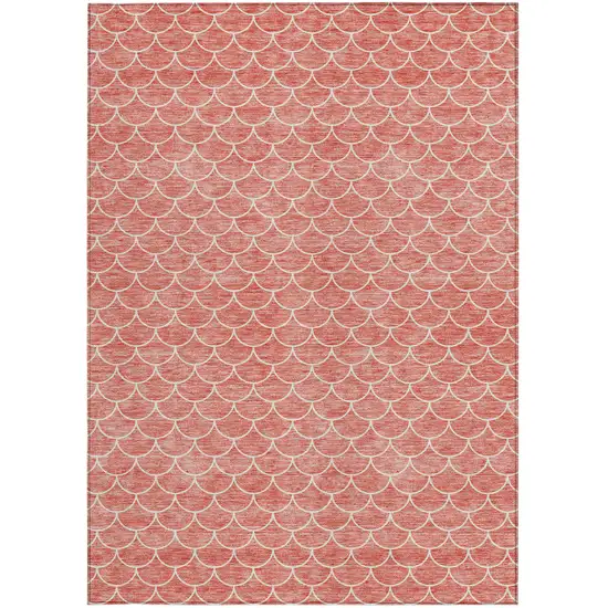 Salmon And Ivory Geometric Washable Indoor Outdoor Area Rug Photo 7
