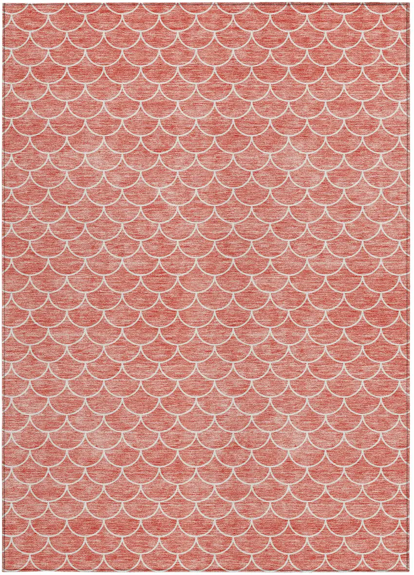 Salmon And Ivory Geometric Washable Indoor Outdoor Area Rug Photo 7
