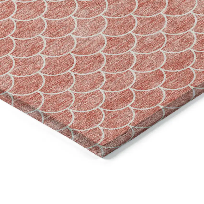 Salmon And Ivory Geometric Washable Indoor Outdoor Area Rug Photo 4