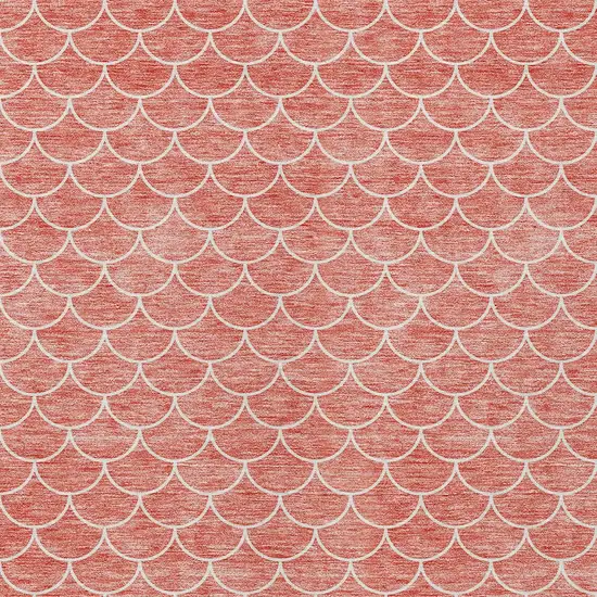 Salmon And Ivory Geometric Washable Indoor Outdoor Area Rug Photo 6
