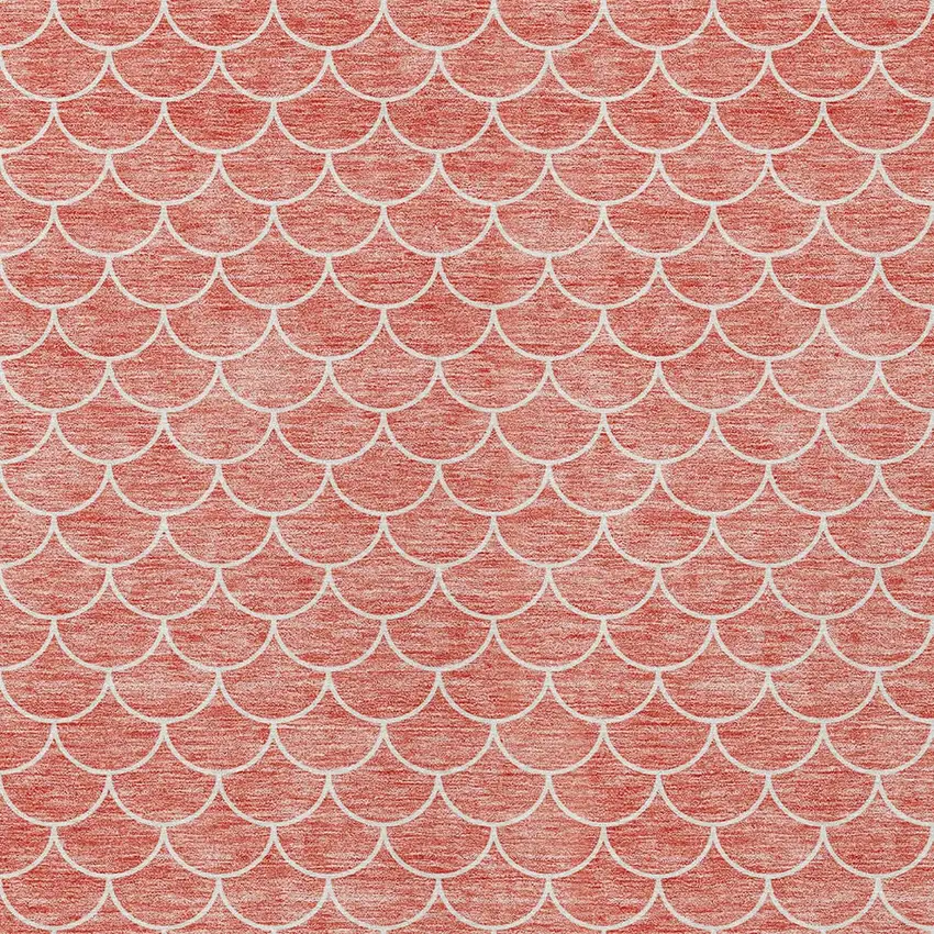 Salmon And Ivory Geometric Washable Indoor Outdoor Area Rug Photo 6