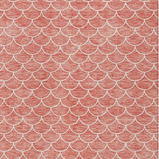 Salmon And Ivory Geometric Washable Indoor Outdoor Area Rug Photo 6