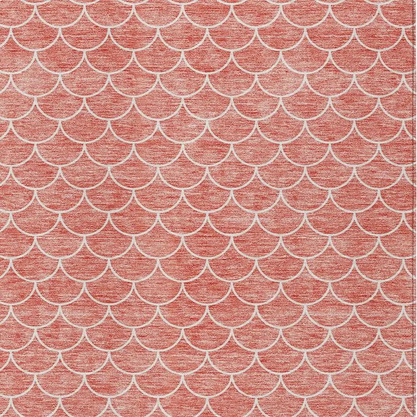Salmon And Ivory Geometric Washable Indoor Outdoor Area Rug Photo 6
