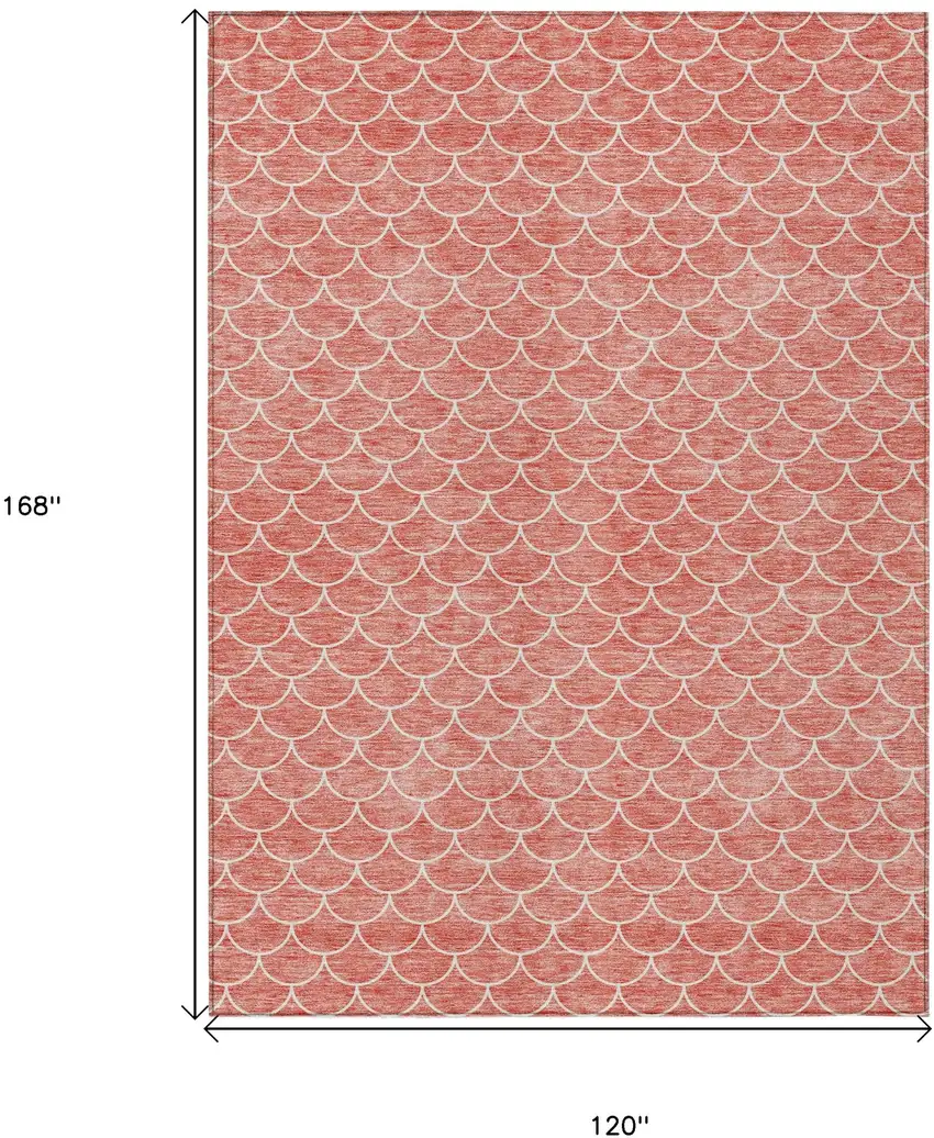 Salmon And Ivory Geometric Washable Indoor Outdoor Area Rug Photo 3