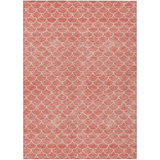 Salmon And Ivory Geometric Washable Indoor Outdoor Area Rug Photo 2