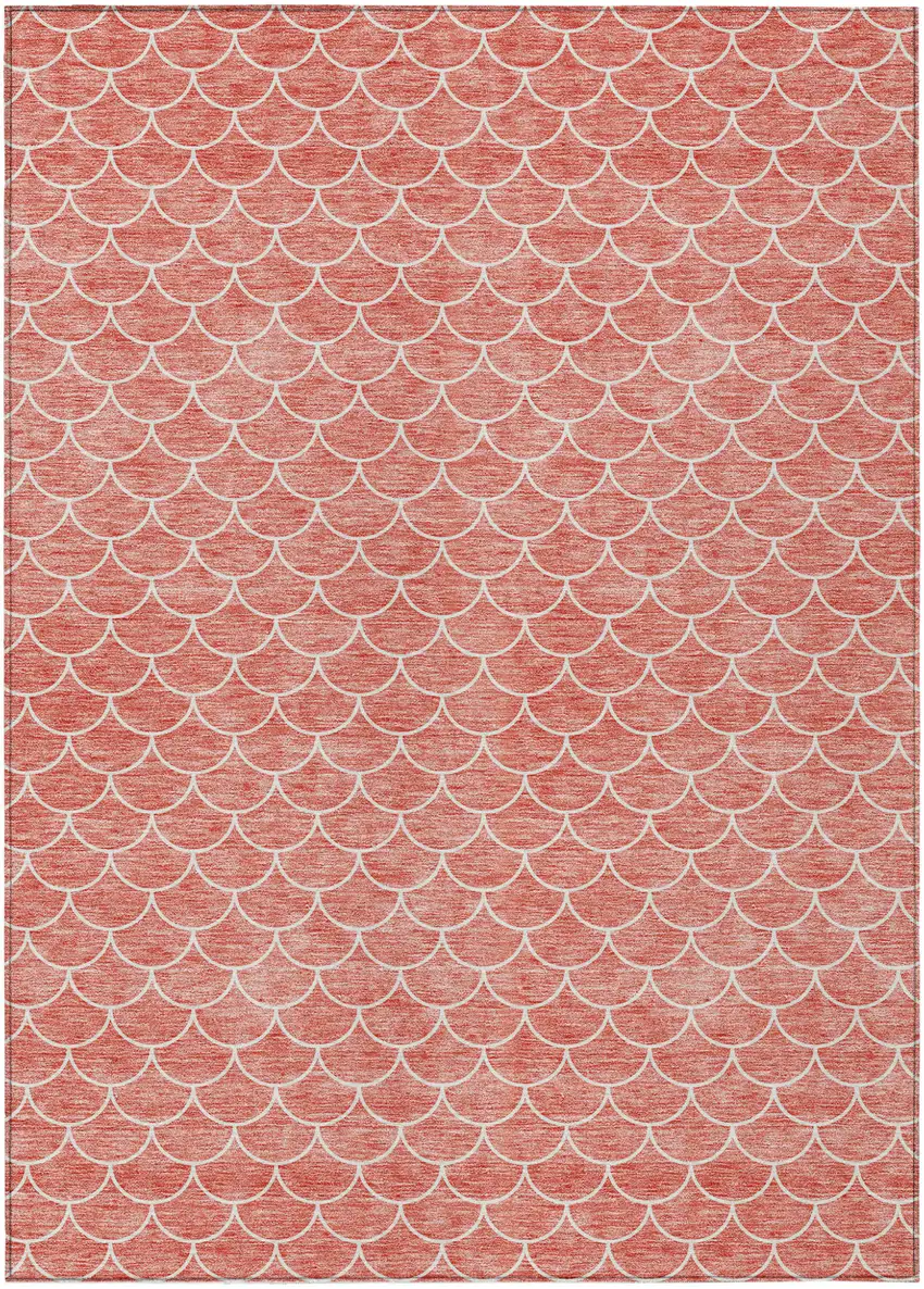 Salmon And Ivory Geometric Washable Indoor Outdoor Area Rug Photo 2