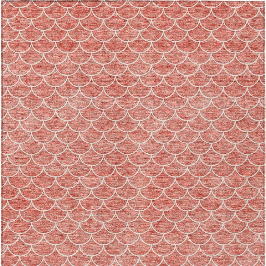 Salmon And Ivory Geometric Washable Indoor Outdoor Area Rug Photo 7