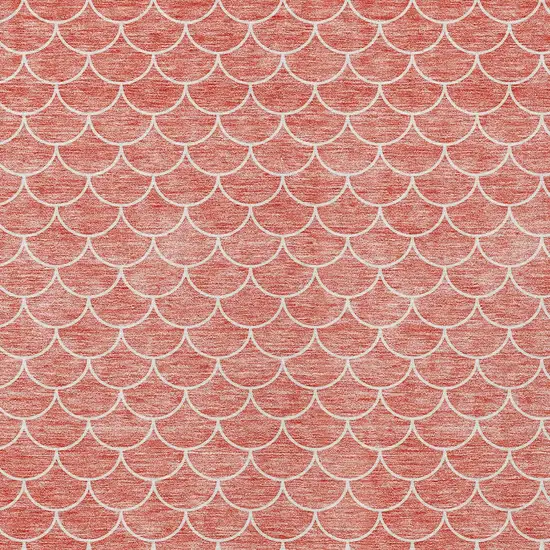 Salmon And Ivory Geometric Washable Indoor Outdoor Area Rug Photo 6