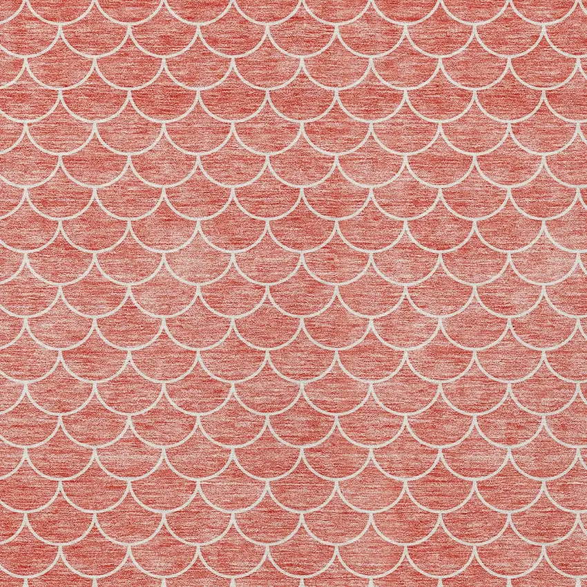 Salmon And Ivory Geometric Washable Indoor Outdoor Area Rug Photo 6