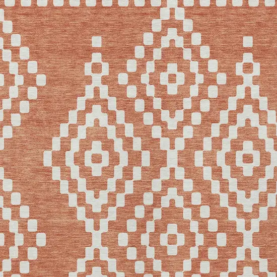Salmon And Ivory Geometric Washable Indoor Outdoor Area Rug Photo 7