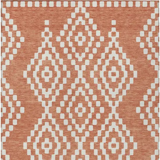 Salmon And Ivory Geometric Washable Indoor Outdoor Area Rug Photo 8