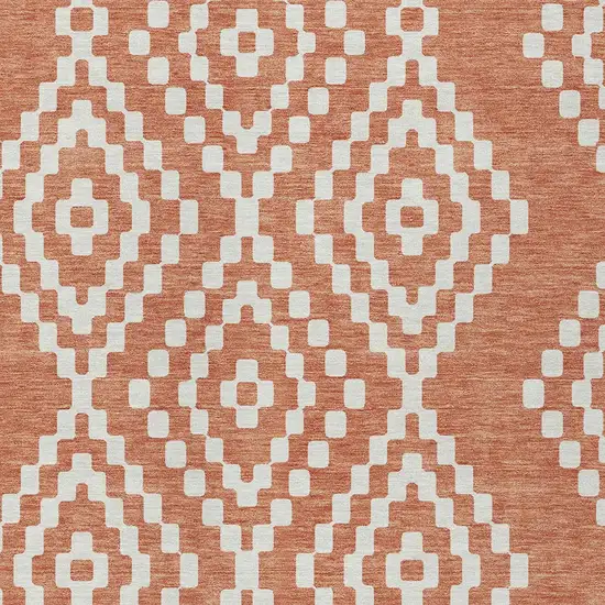 Salmon And Ivory Geometric Washable Indoor Outdoor Area Rug Photo 7
