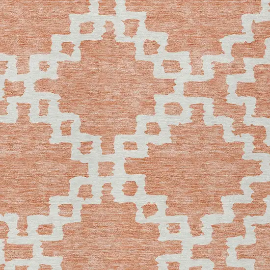 Salmon And Ivory Geometric Washable Indoor Outdoor Area Rug Photo 5