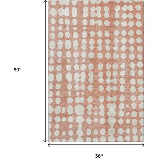 Salmon And Ivory Polka Dot Washable Area Rug With UV Protection Photo 3