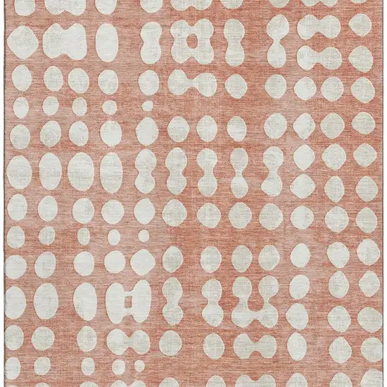 Salmon And Ivory Polka Dot Washable Area Rug With UV Protection Photo 4
