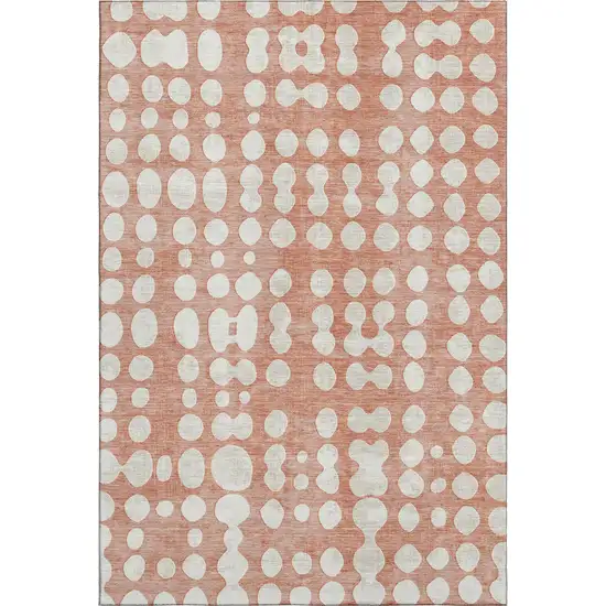 Salmon And Ivory Polka Dot Washable Area Rug With UV Protection Photo 1