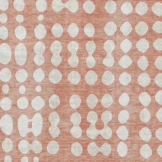 Salmon And Ivory Polka Dot Washable Area Rug With UV Protection Photo 3