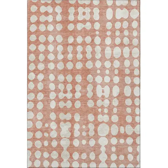 Salmon And Ivory Polka Dot Washable Area Rug With UV Protection Photo 4